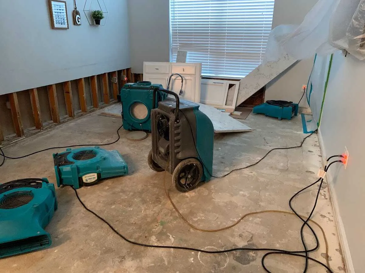 Dehumidifier in flood-cut room for Water Damage Restoration in Harrisburg